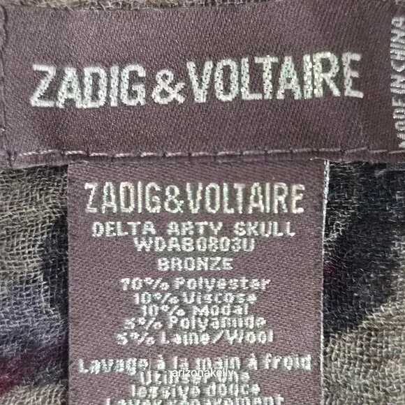 Zadag & Voltaire HUGE Scarf Delta Arty Skull Bronze - Picture 12 of 12